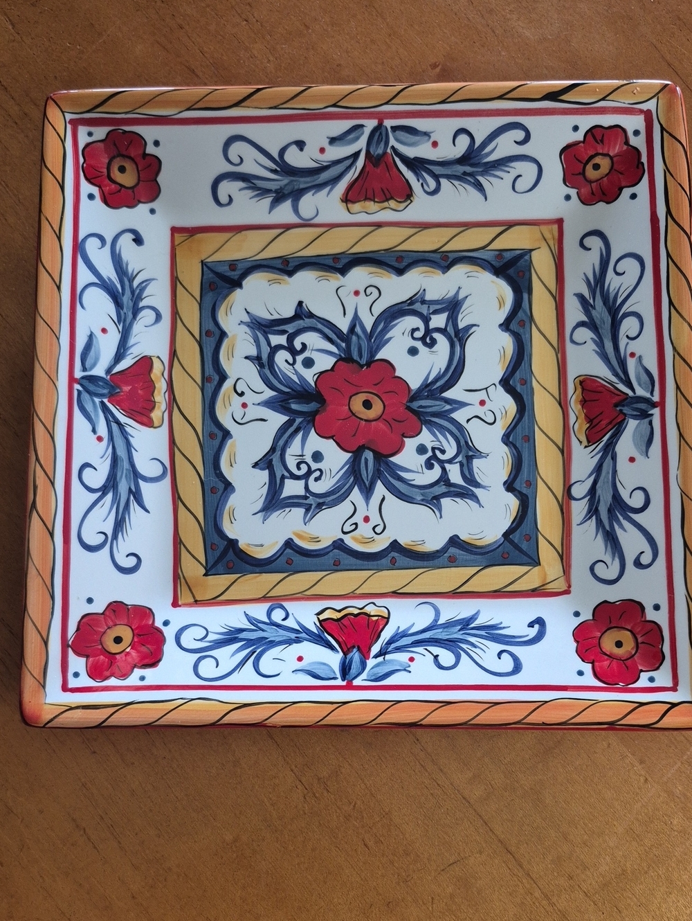 Tabletops Gallery Italiano Hand-Painted Floral Ceramic 8" Salad Plate
